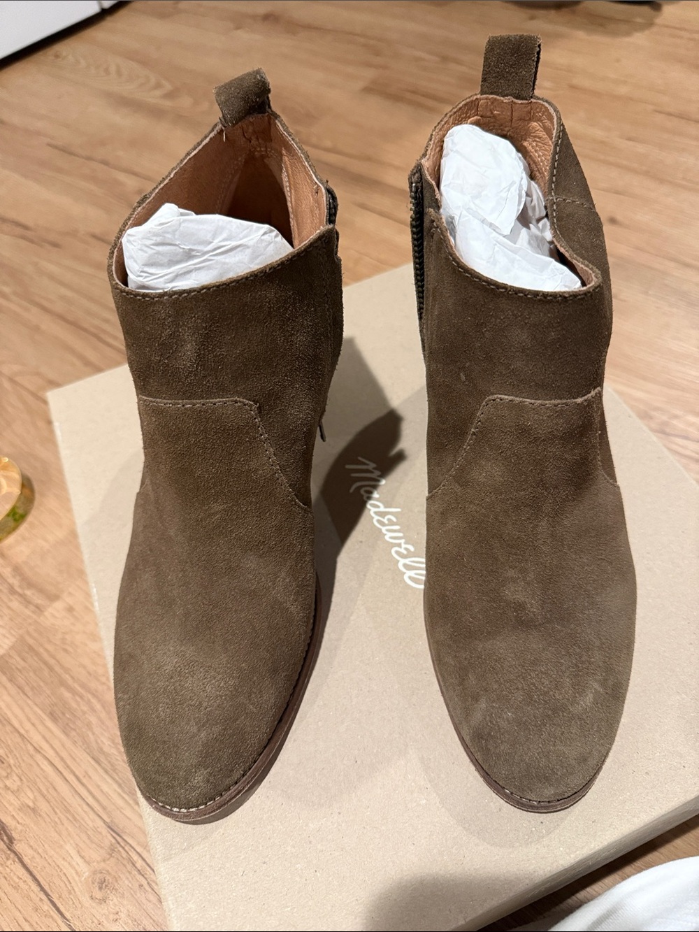 Madewell Olive Suede Chelsea Ankle Boots